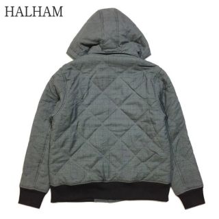 SALE HALHAM ハルハム フード脱着 ダイヤキルト 中綿ジャケット 黒