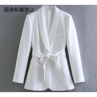 🎓3月新作🎎10574◇white ベルト付き ジャケット ブレザー (テーラードジャケット)