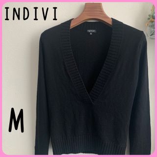 インディヴィ(INDIVI)のINDIVI インディヴィ セーター ニット Vネック 38 黒 レディース(ニット/セーター)