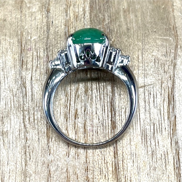 オールノット 艶やかで美しい!Pt900 ヒスイ ダイヤ リング 5.30g