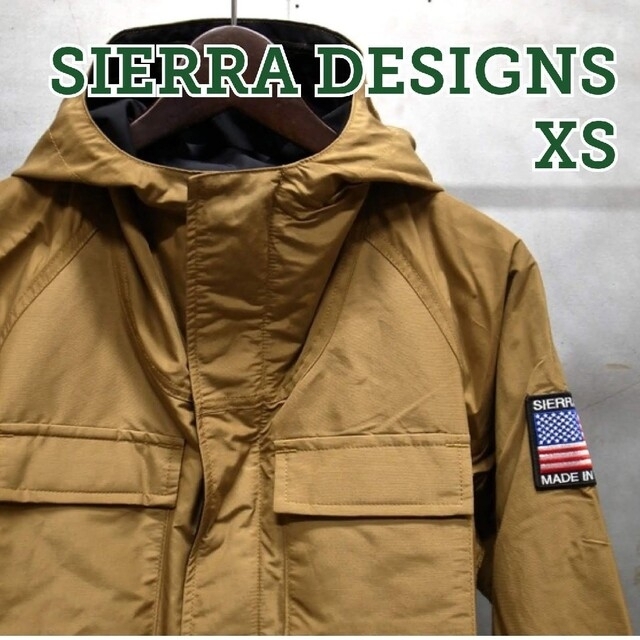 新品、米国製、XS【SIERRA DESIGNS】星条旗マウンテンパーカー、タン