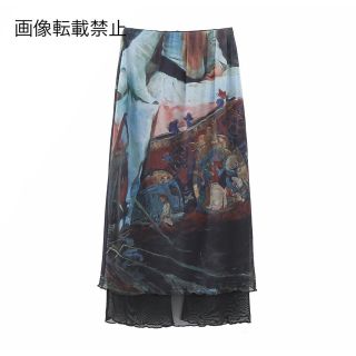 🎓3月新作🎎10590◇vintage レトロ 柄 シアー タイトスカート (ひざ丈スカート)
