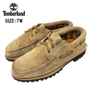 ティンバーランド(Timberland)の【中古】Timberland Authentic 3eye Classic Lug 71592 ティンバーランド オーセンティック 3アイ クラシック ラグ スエードレザー デッキシューズ ベージュ系 サイズ：US 7W 古着 中古 mellow(デッキシューズ)