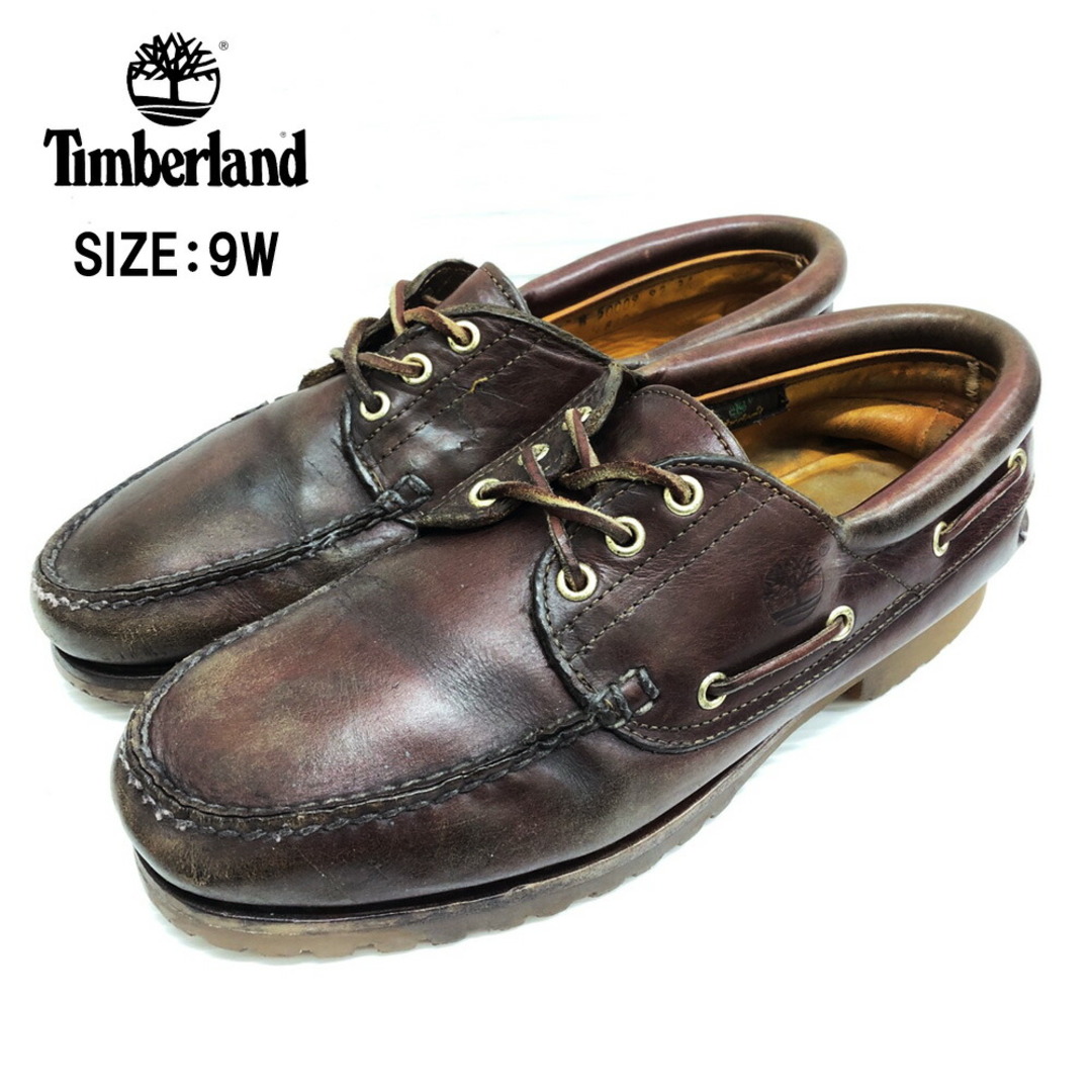 【中古】Timberland HERITAGE 3 EYE CLASSIC LUG 50009 ティンバーランド ヘリテージ 3アイ クラシック ラグ  デッキシューズ バーガンディー サイズ：US 9W 古着 中古 mellow | フリマアプリ ラクマ