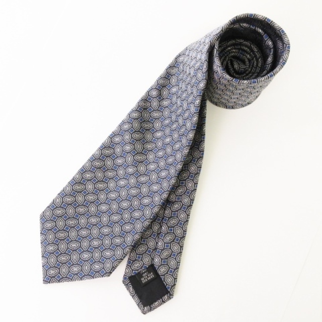 TIE YOUR TIE 美品 ネクタイ レギュラー 総柄 シルク 伊製 グレー