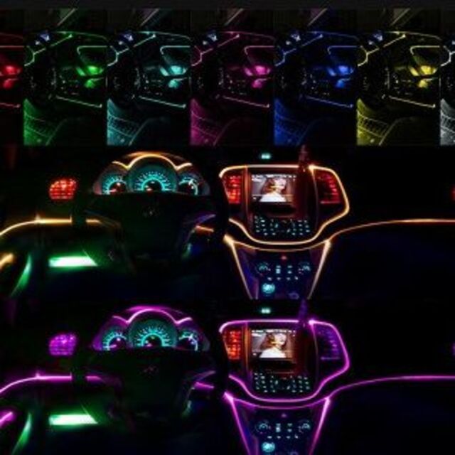 8M ファイバーケーブル 6 LED イルミネーション リモコン ルームライト 自動車/バイクの自動車(車内アクセサリ)の商品写真