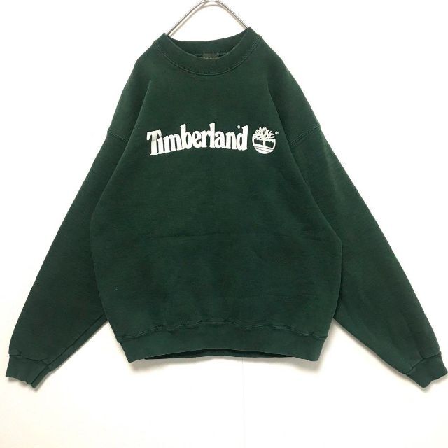 Timberland(ティンバーランド)のUSA製 ティンバーランド スウェット トレーナー ロゴ 刺繍 グリーン 緑 メンズのトップス(スウェット)の商品写真