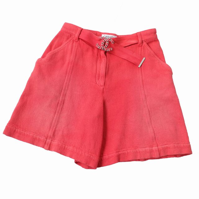 新発売 CHANEL - 伊製 36 ピンクオレンジ キュロット ハーフパンツ