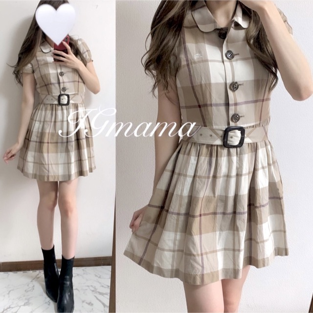 BURBERRY BLUE LABEL】ボーダー ホースマーク爽やかワンピース ネット