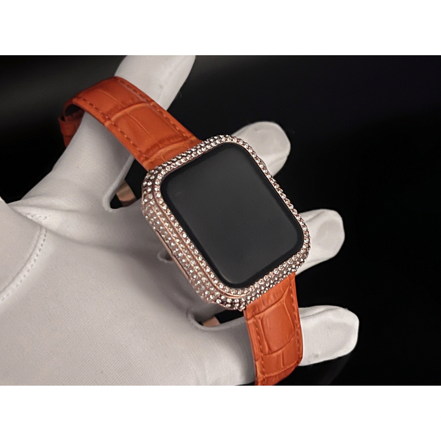 Apple Watch OR キラキラカバーケースアップルウォッチレザーバンドの ...
