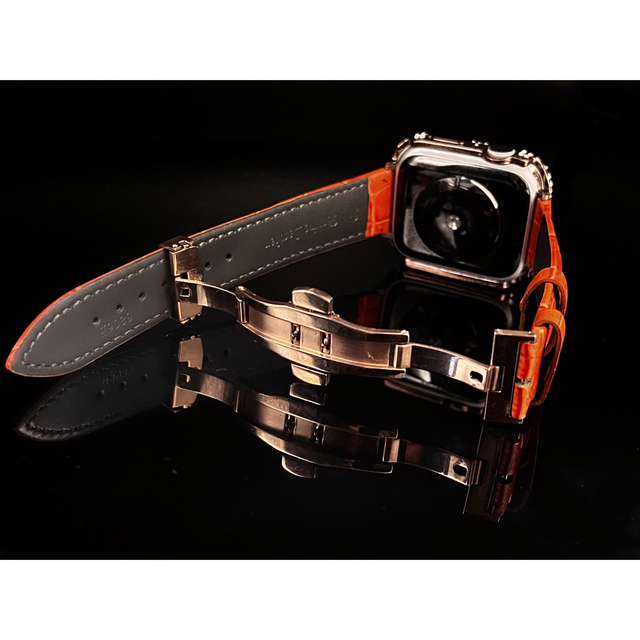 Apple Watch OR キラキラカバーケースアップルウォッチレザーバンドの ...
