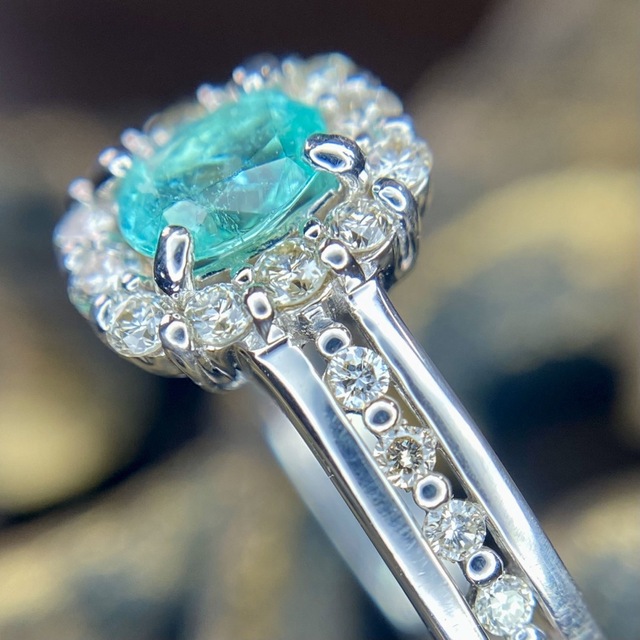 『専用です』天然パライバトルマリン ダイヤモンド計0.43ct GIAブラジル レディースのアクセサリー(リング(指輪))の商品写真