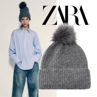 ザラ(ZARA)の【あけちゃん様】【新品】ポンポン ニット帽(ニット帽/ビーニー)