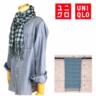 ユニクロ(UNIQLO)のユニクロ美品★男女兼用♪♪ タータンチェック 薄手フリンジ付きマフラー型ストール(ストール)