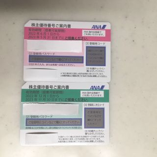 エーエヌエー(ゼンニッポンクウユ)(ANA(全日本空輸))のANA(全日本空輸)株主優待券2枚(その他)