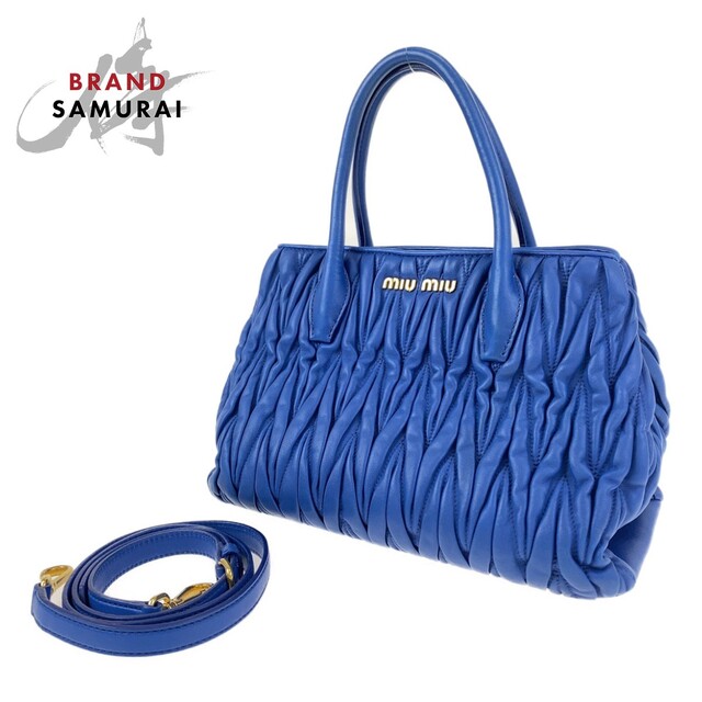 ー品販売 Miu Miu ミュウ ミュウ マテラッセ ブルー レザー RN1069