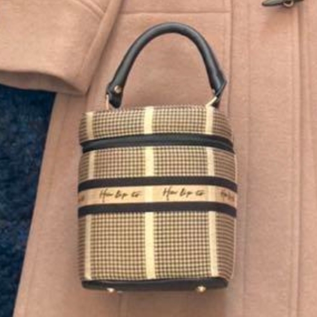 Her lip to】Jacquard vanity bag / gold バッグ ポーチ/バニティ