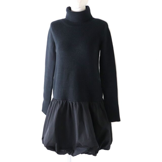 FOXEY(フォクシー)の美品◎正規品 2020年 フォクシーニューヨーク collection ワンピース 41096 Knit Dress パンプキンパイ ニット切替 バルーンワンピ 黒 38 レディースのワンピース(ミニワンピース)の商品写真