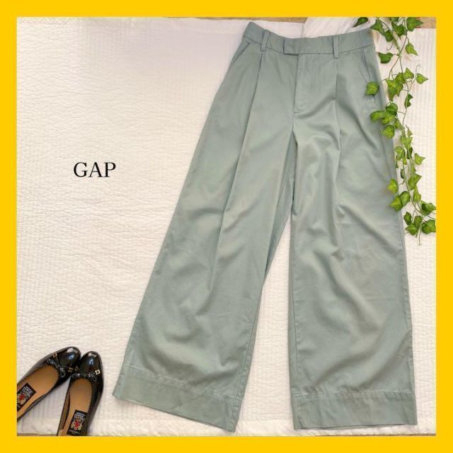 GAP(ギャップ)のGAP ギャップ ワイドパンツ ブルーグレー シンプル ウエストタック 匿名配送 レディースのパンツ(カジュアルパンツ)の商品写真