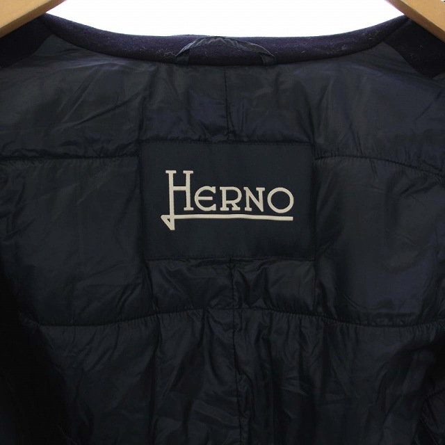 HERNO 中綿ステンカラーコート ウール 44 XS 紺 PC0023U