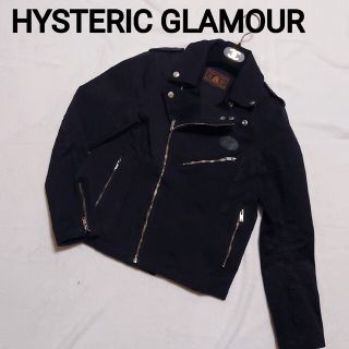 ヒステリックグラマー(HYSTERIC GLAMOUR)の美品☆ヒステリックグラマーライダースジャケット M 黒 ロゴ入り(ライダースジャケット)