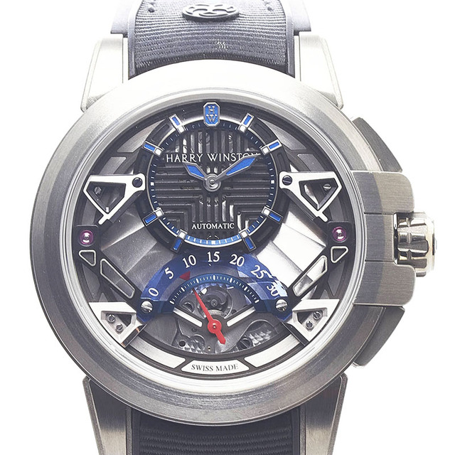 HARRY WINSTON - 美品 ハリーウィンストン オーシャン プロジェクト Z14 腕時計 OCEARS42ZZ001 自動巻き シルバー文字盤 ラバー ザリウム メンズ HARRY WINSTON 【1-0089344】
