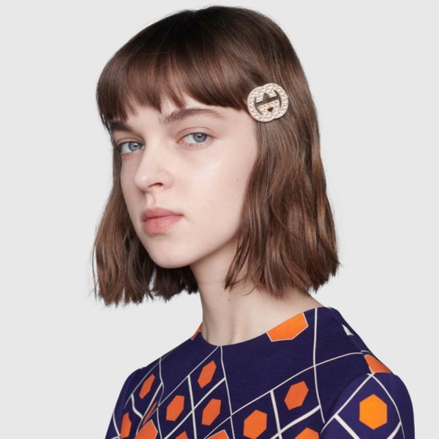 Gucci - GUCCI グッチ クリスタル インターロッキングG ヘアクリップ