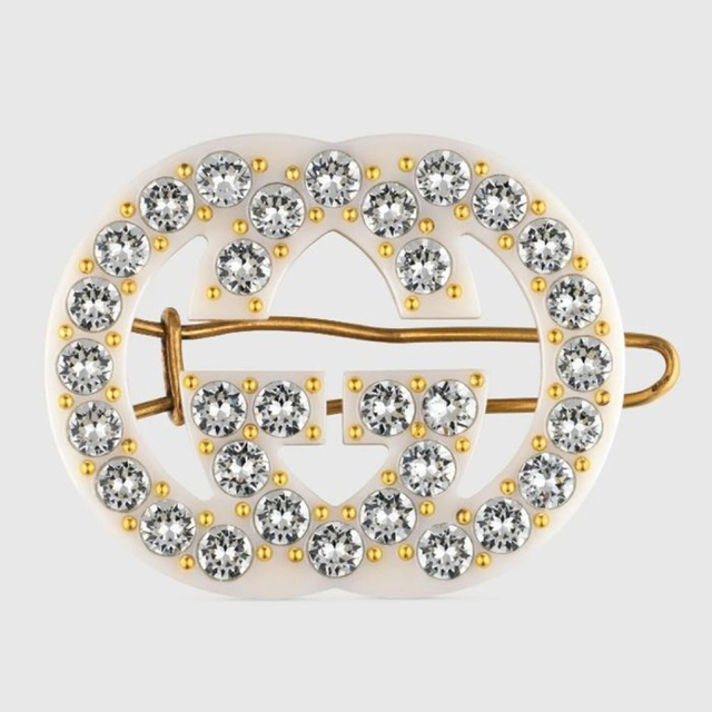 Gucci - GUCCI グッチ クリスタル インターロッキングG ヘアクリップ