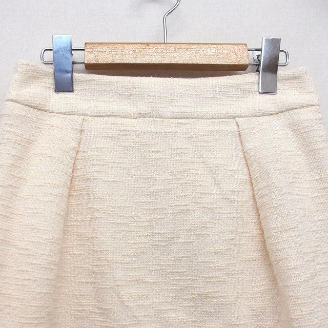 PLST(プラステ)のプラステ PLST ツイード スカート 台形 膝丈 タック 綿混 S レディースのスカート(ひざ丈スカート)の商品写真