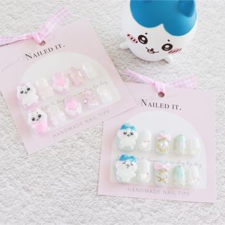 現品ネイルチップ　ゆめかわちいかわネイル ハンドメイドのアクセサリー(ネイルチップ)の商品写真