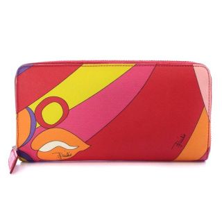 エミリオプッチ(EMILIO PUCCI)のエミリオプッチ 長財布 プッチ柄 ラウンドファスナー PVC 赤 52SM10(財布)