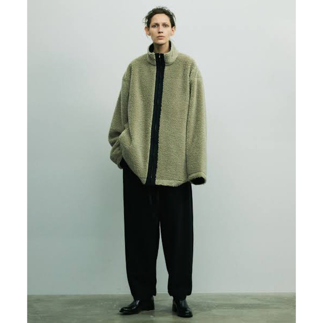 WOOL BOA ZIP LONG JACKET stein-