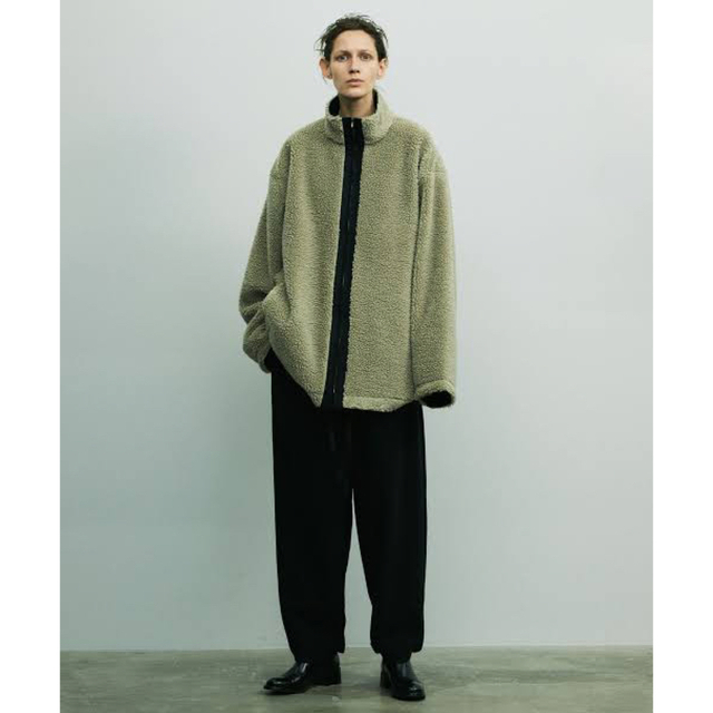 WOOL BOA ZIP LONG JACKET stein