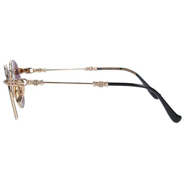 クロムハーツ BUBBA-A クロステンプルメタルフレームラウンドサングラス/眼鏡 メンズ 49□22-145