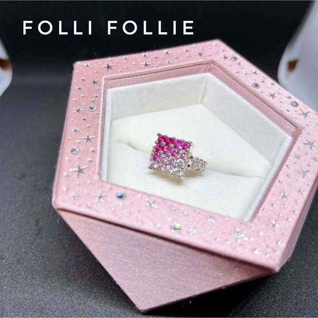 Folli Follie フォリフォリ　指輪　リング　ピンク　シルバー　7〜8号 レディースのアクセサリー(リング(指輪))の商品写真