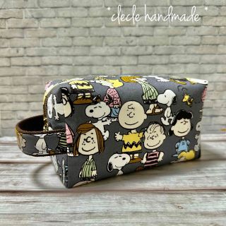 スヌーピー(SNOOPY)のhandmade★ボックスポーチ (スヌーピー ・2021 PNTS/gray(ポーチ)