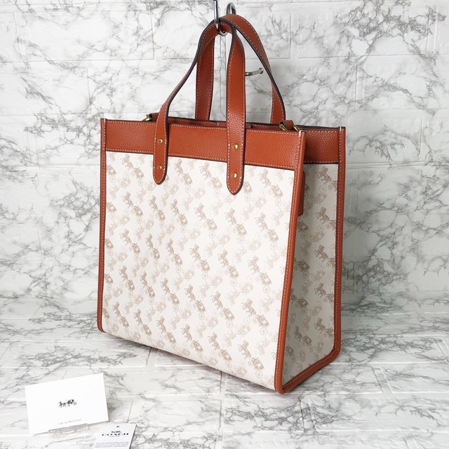 【新品】COACH トートバッグ ハンドバッグ ショルダー 馬車ロゴ 白
