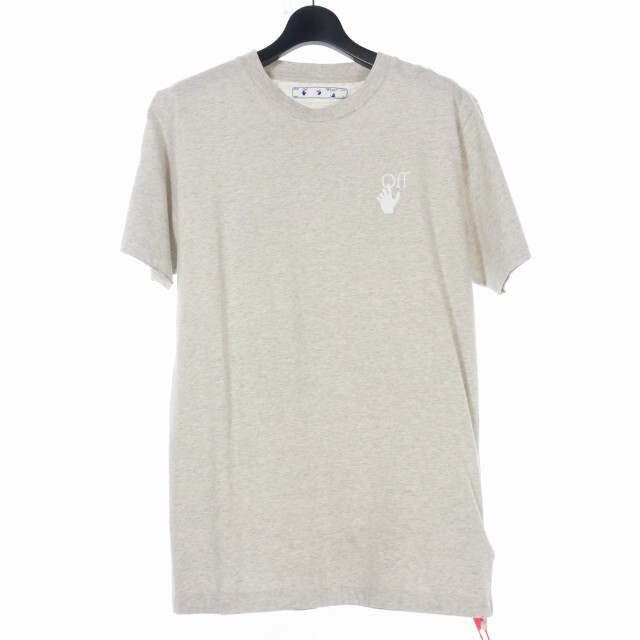 オフホワイト OFF WHITE ロゴ Tシャツ 刺繍 半袖 M グレー グランド