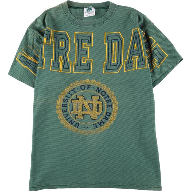 90年代 KINGSTREE CLASSIC NOTRE DAME ノートルダム大学 大判プリント カレッジTシャツ USA製 メンズL ヴィンテージ /eaa318013