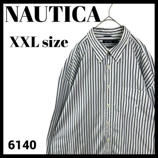 ノーティカ(NAUTICA)のNAUTICA ノーティカ ストライプ 長袖ボタンダウンシャツ ネイビー XXL(シャツ)