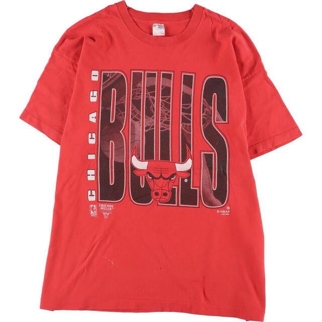 80年代 フルーツオブザルーム FRUIT OF THE ROOM NBA CHICAGO BULLS シカゴブルズ スポーツプリントTシャツ USA製 メンズXXL ヴィンテージ /eaa318045