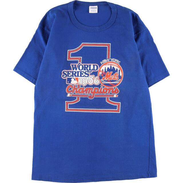 80年代 スターター Starter MLB NEWYORK METS ニューヨークメッツ WORLD SERIES 1986 スポーツプリントTシャツ USA製 メンズL ヴィンテージ /eaa318048