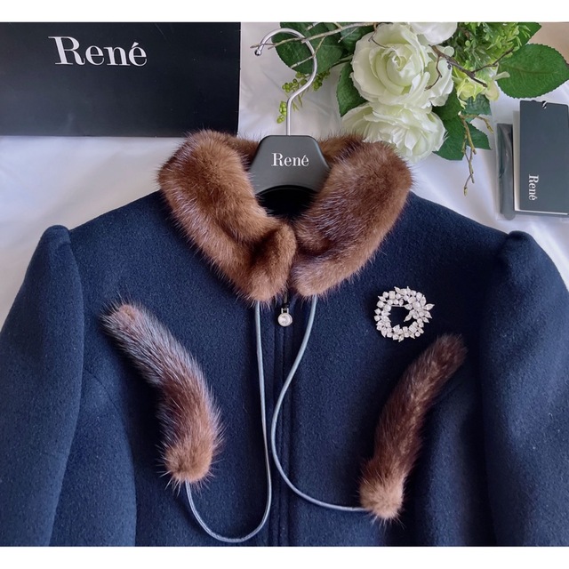 Rene 2019年コペンハーゲンミンクファー付きコート36 極美品　foxey
