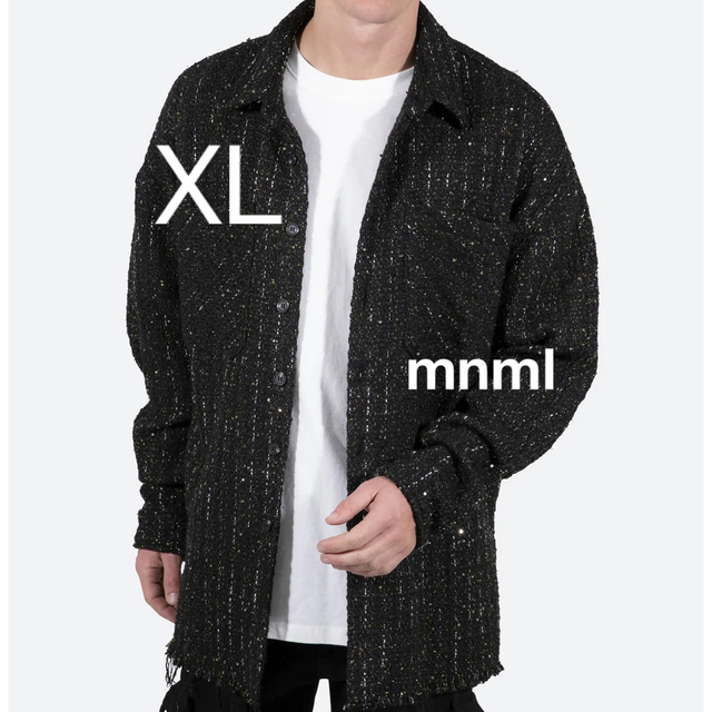 【日本未入荷•完売品】mnml フランネルシャツ 黒 希少XLサイズ