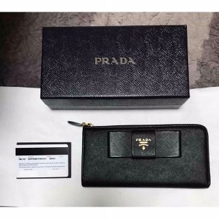 プラダ(PRADA)の美品　【正規品】PRADA サフィアーノ ブラック L字ファスナー プラダ財布(長財布)