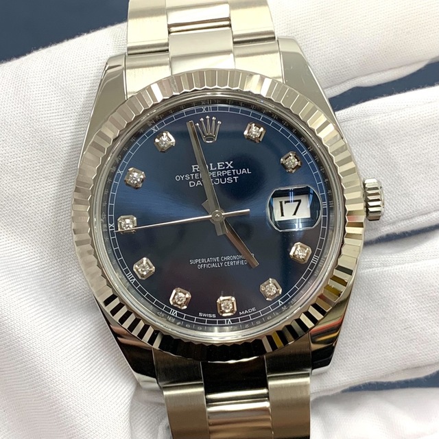 ROLEX デイトジャスト 41 自動巻 126334 ランダム番 ダイヤ セール本物 腕時計(アナログ)