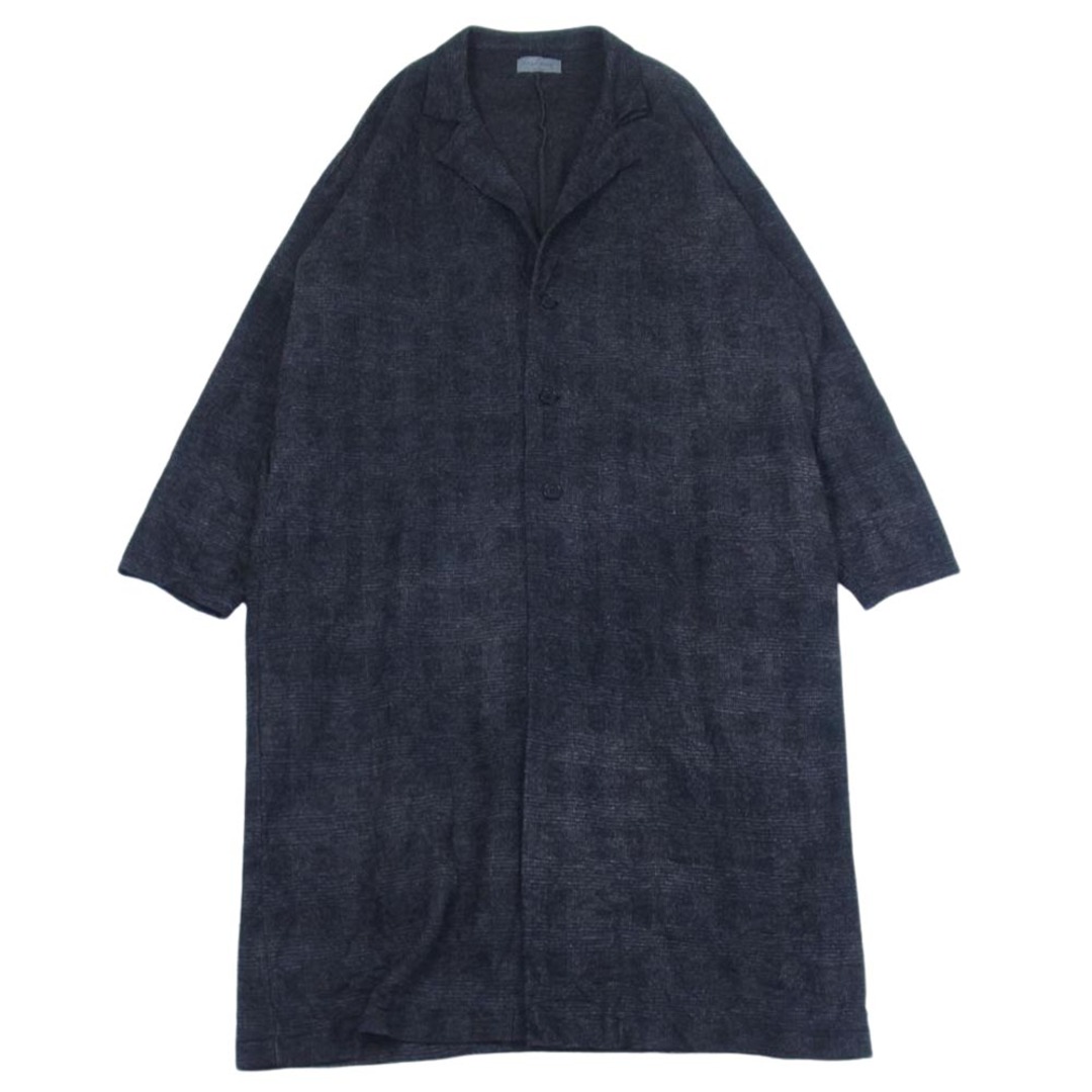 Yohji Yamamoto POUR HOMME ヨウジヤマモトプールオム コート 22AW HE-T71-080 W/C TOP MELANGE  GLEN CHECK BUTTON COAT ムラ染め メランジ グレン チェック ブラック系 激安超安値