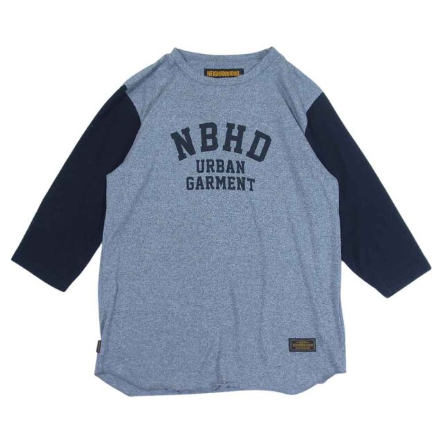 L肩幅NEIGHBORHOOD ネイバーフッド Ｔシャツ 181ATNH-CSM07 TOP.SLEEVE/CE-CREW.3Q NBHD ロゴプリント 七分袖 クルーネック Tシャツ グレー系 ブラック系 L