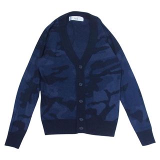 エイケイエム(AKM)のAKM エイケイエム カーディガン CAMO CARDIGAN アンゴラ混 カモ 迷彩 ニット カーディガン ダークネイビー系 M【中古】(カーディガン)