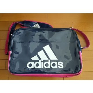 80s adidas エナメル　バッグ　ネイビー